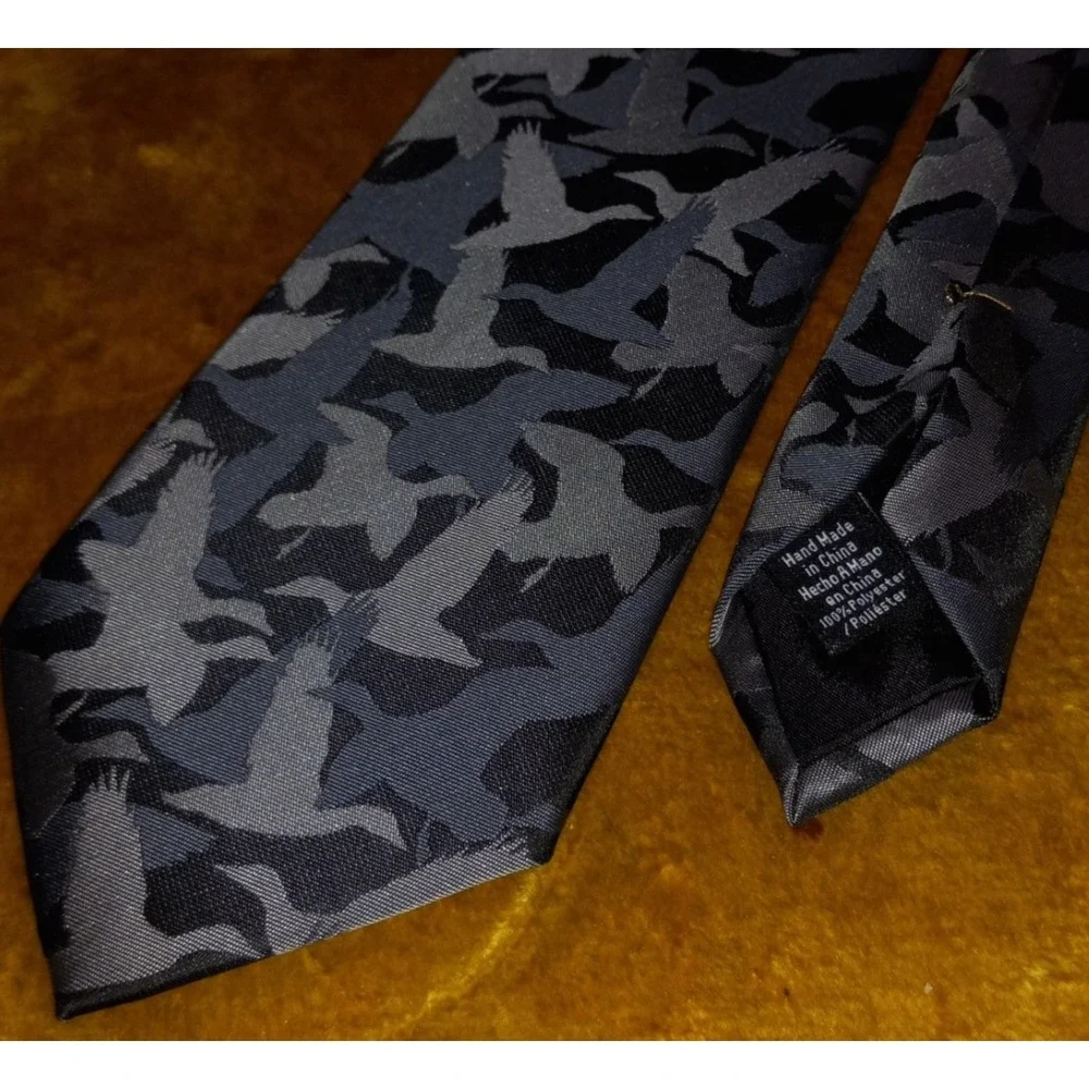 Duck Dynasty A&E Men's Necktie, Camo Flying Ducks Theme Black and Grey 59x3.25